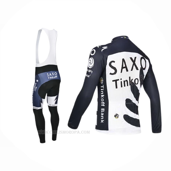 2013 Ropa Ciclismo Tinkoff Saxo Bank Azul Blanco Mangas Largas y Culotte Lunga